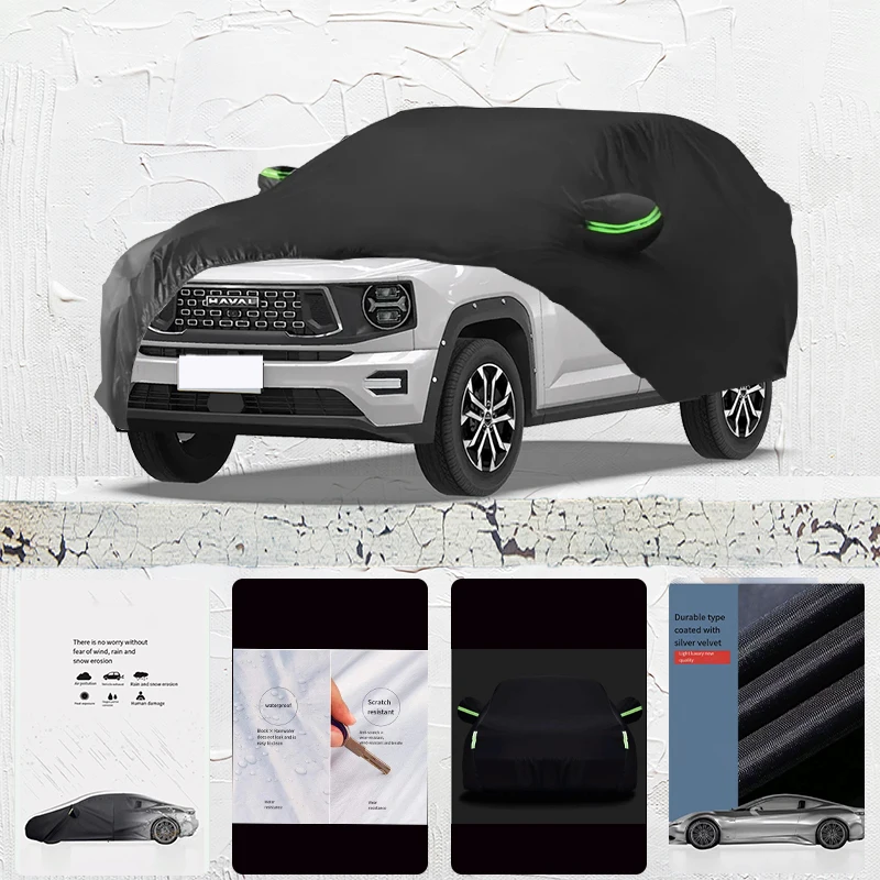 For Haval h-dog fit Outdoor Protection Full Car Covers Snow Cover Sunshade Waterproof Dustproof Exterior Car cover Black