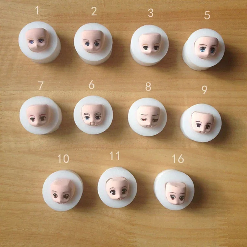 Cute Small Doll Head Face Mold Soft Clay Pottery Fondant Decorations 3D Silicone Moulds Kitchen Cake Baking Decorative Tools