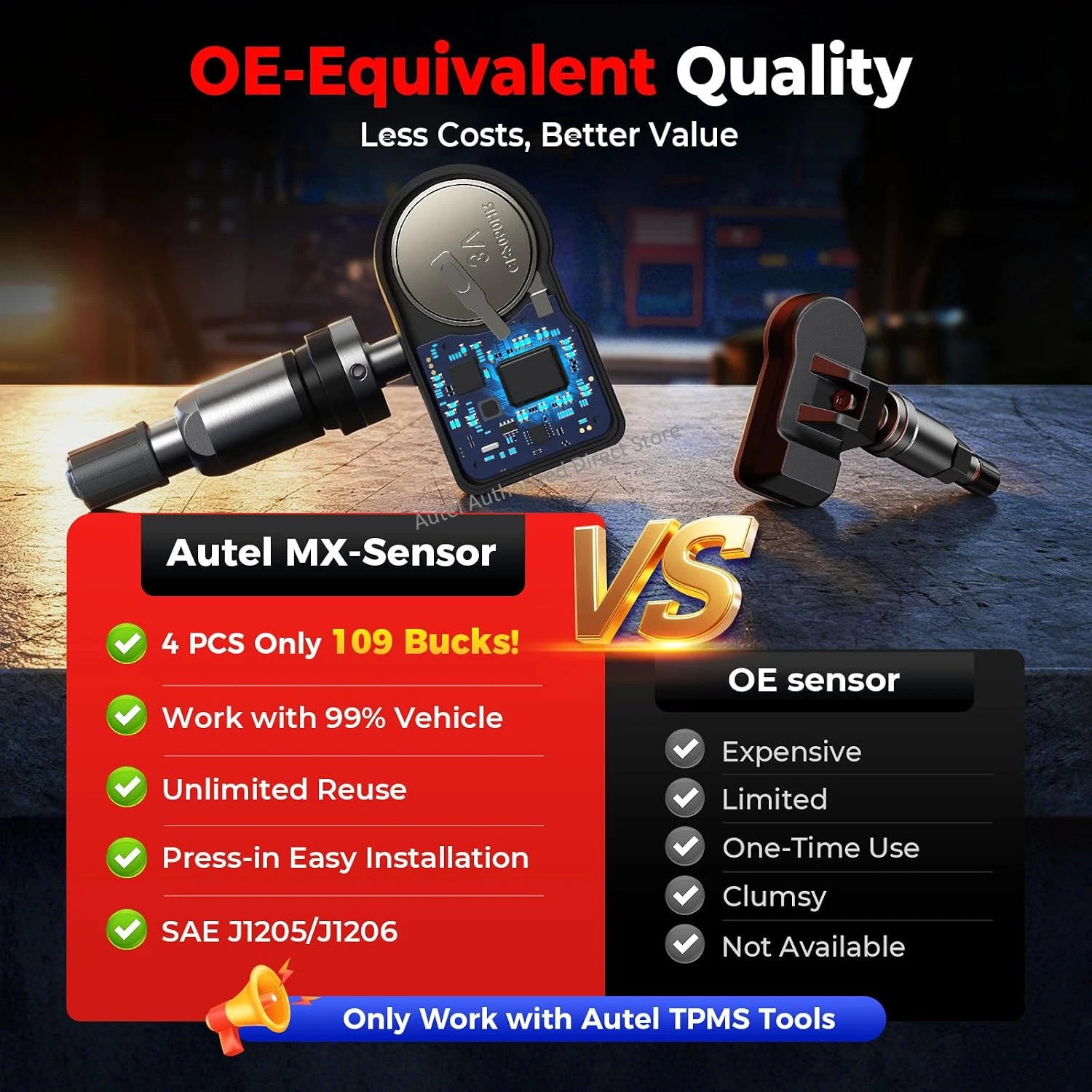 Autel MX Sensoren 2-in-1 Einpress-Sensor 315MHz + 433MHz Frequenzen Reifenersatz TPMS-Sensor Kompatibel mit TS501 TS508WF ITS600E – Detail 10