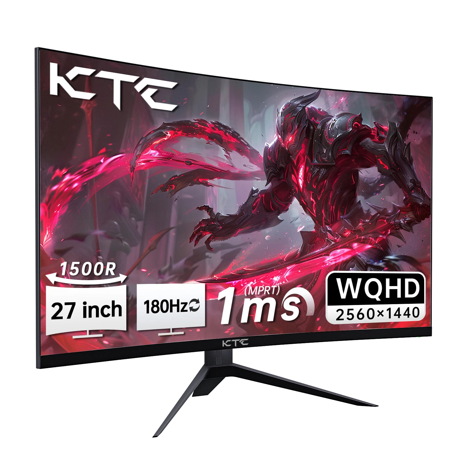 KTC 27 Zoll WQHD 180 Hz 1 ms gebogener Gaming-Monitor 1440P 144 Hz Monitor 132% sRGB HVA FreeSync DisplayPort/HDMI/USB VESA Computer M