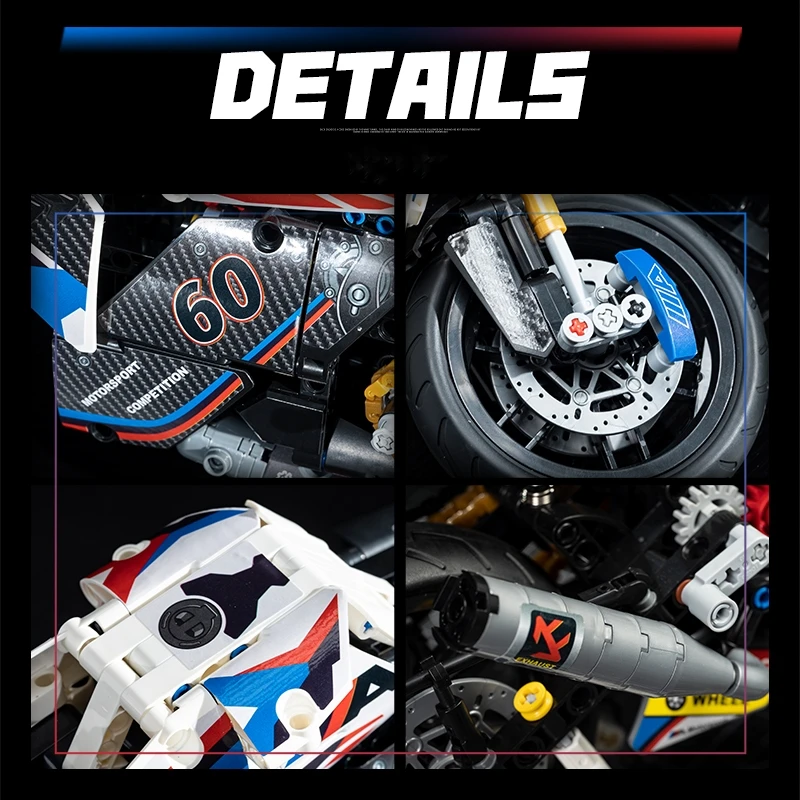 649Pcs In Stock Technical Racing Motorcycle 1000 RR Motorbike Building Blocks Bricks Model Toys Birthday Christmas Children Gift