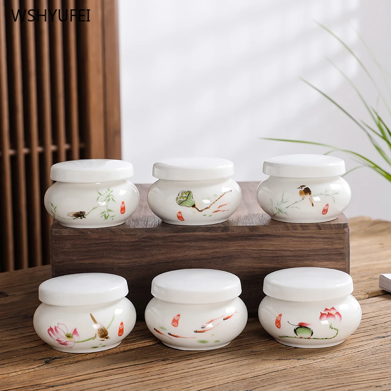 Ceramic tea jar Facial mask powder can Liquid containers Food containers Ceramic jar with lid Cosmetic packaging bottles 50ml