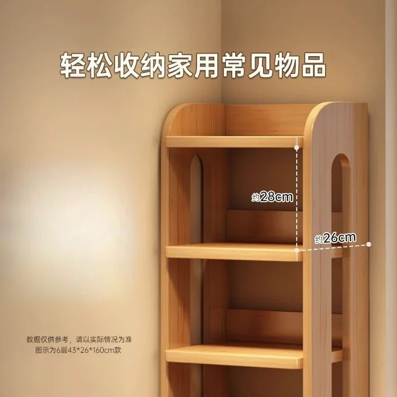 Solid wood bookshelf floor to ceiling shelf integrated