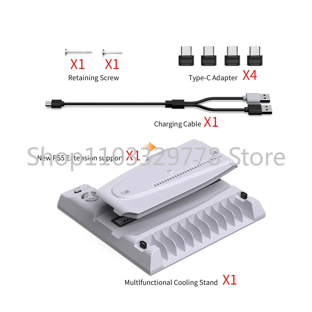 Ps5 Slim Multi-Functional Cooler Pad Ps5 Universal Base with Disc Storage Rack Ps5 Handle Fixed Charger Accessories