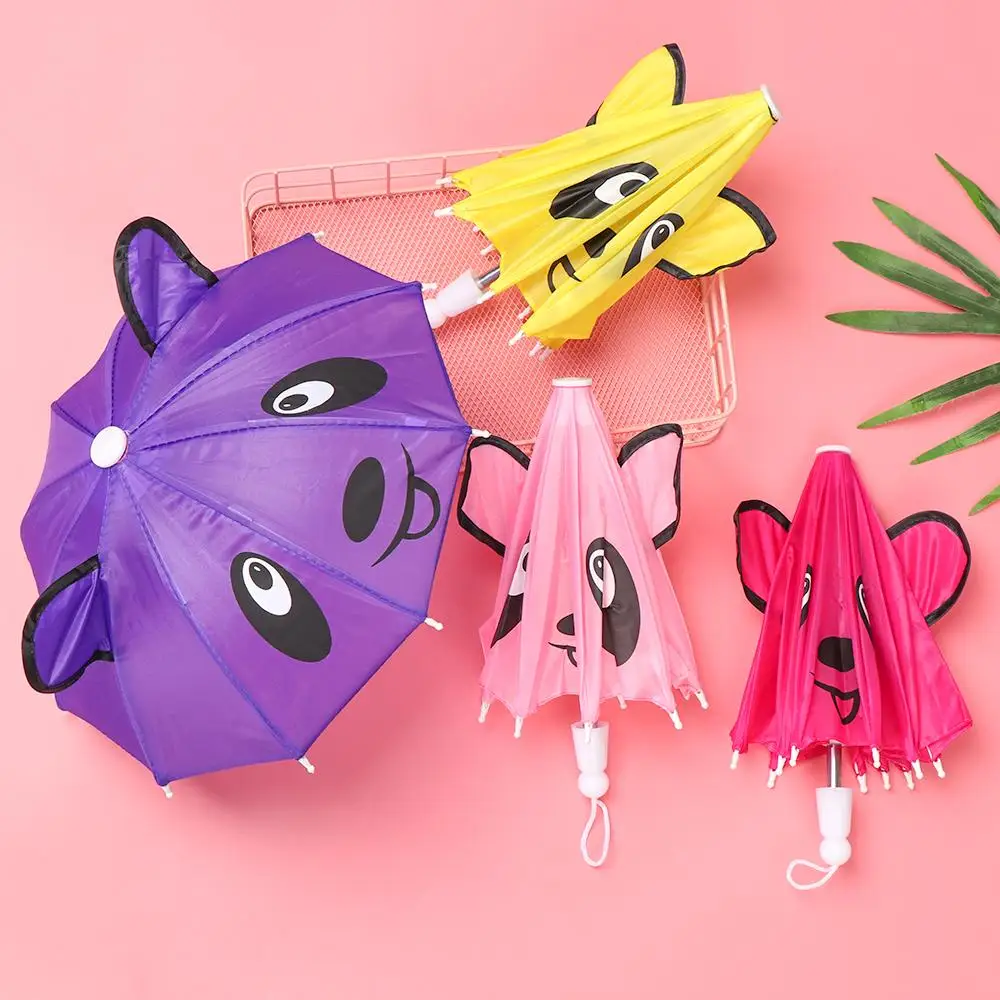Mini Animal Patterns Rain Sunshade Umbrella Doll  Accessories Handmade Gift Accessories For Children Girls Toys