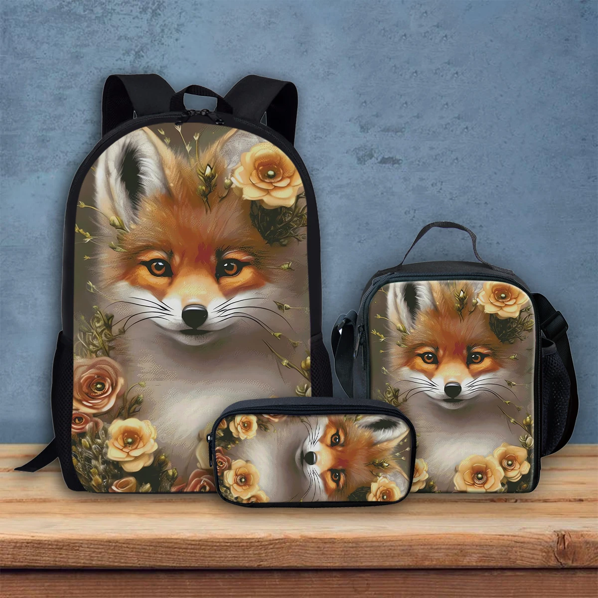 

Floral Fox 3D Painting School Bags for Kids Primary Schoolbag Children Shoulder Bookbags Teenagers Boys Girls Satchel Mochila