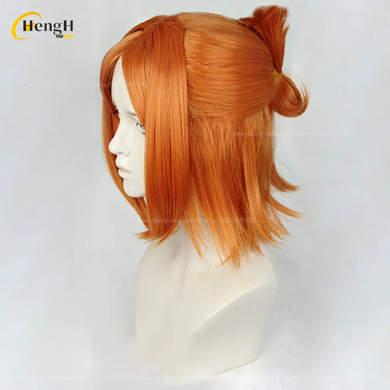 W magazynie Syntetyczne Anime Aoi Yuta Aoi Hinata Cosplay Peruka 2Wink Krótka 35cm Pomarańczowo-żółta Pół wiązana peruka Żaroodporne peruki do włosów