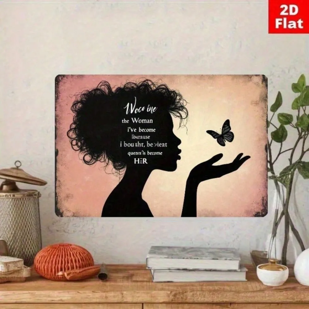 

Vintage Pink Metal Wall Art Inspirational Woman Quote Home Decor