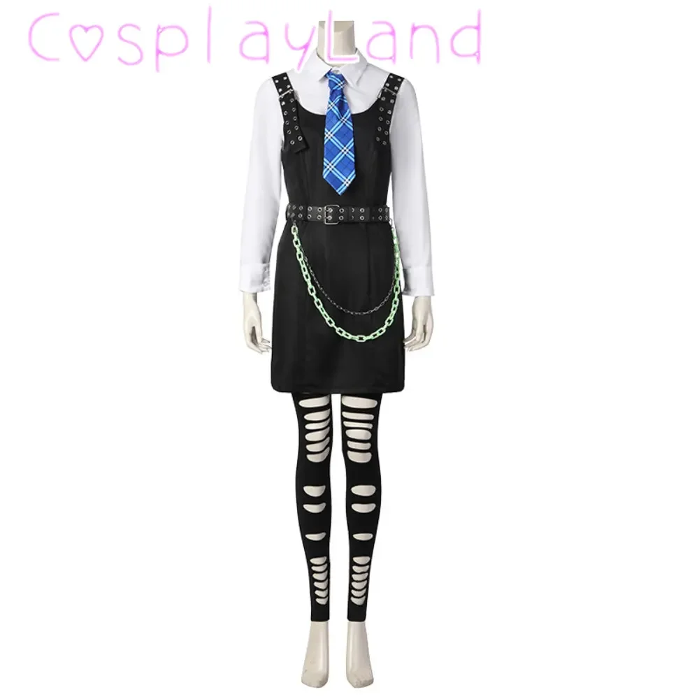 Live Action Movie Frankie Stein Cosplay Costume Full Set Outfit Black Dress With Accessories Halloween Carnival Dress