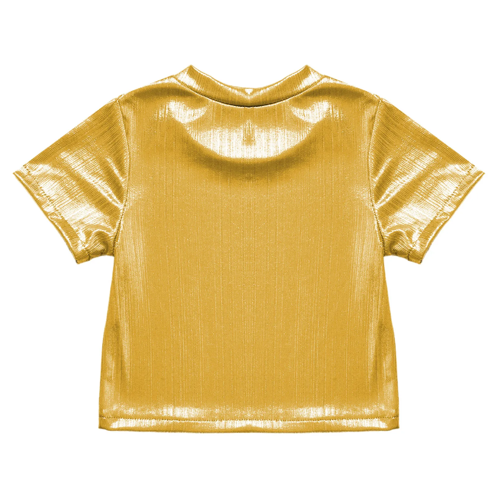 Kinder Mädchen Jungen Metallic T Shirts Glänzende Kurzarm Tank Modern Jazz Hiphop Street Dance Kostüm Casual T-shirts