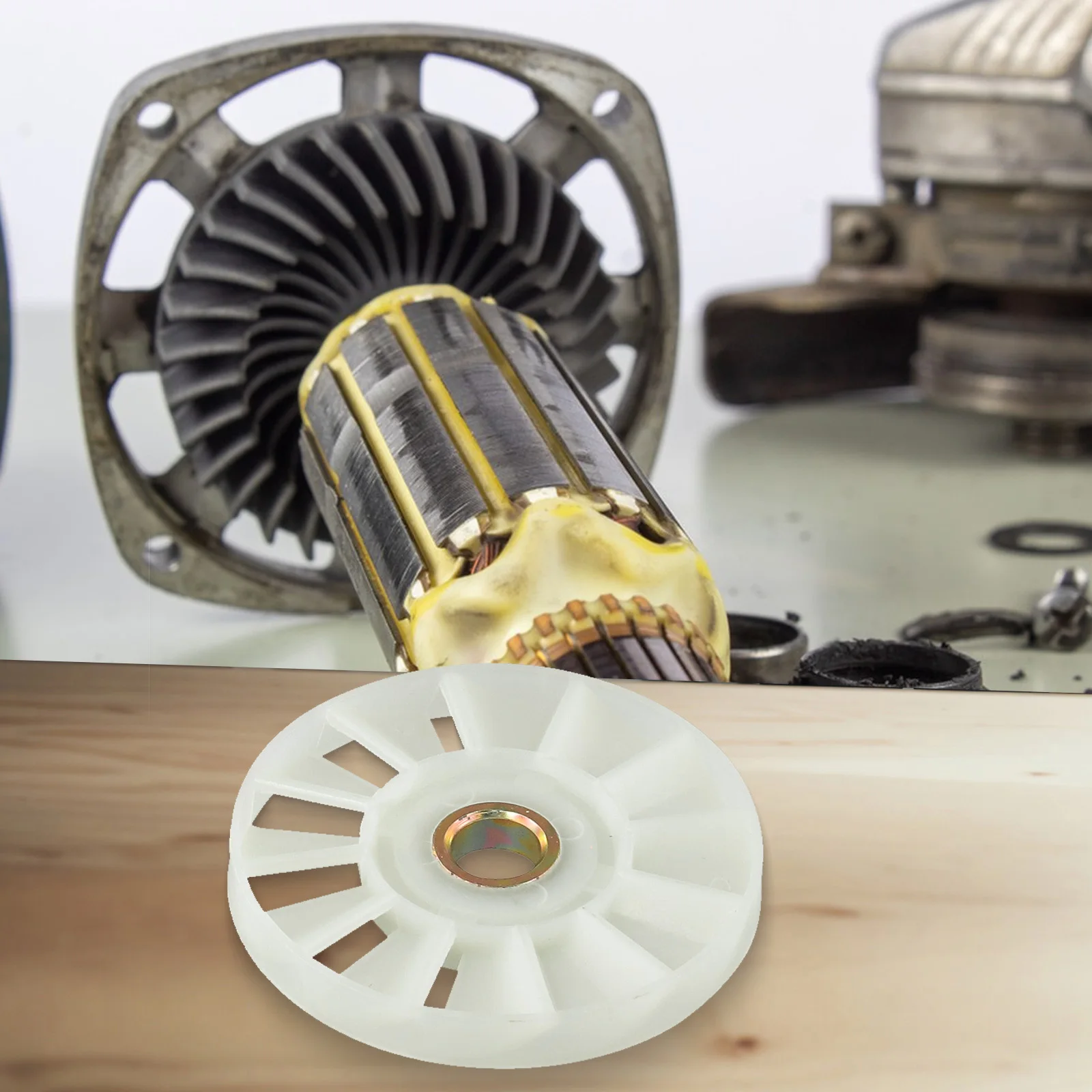 Garden Rotor Fan Blade Outer Diameter 80mm Power Tools Shaft Hole 13.4mm Thickness 10mm White Workshop Equipment
