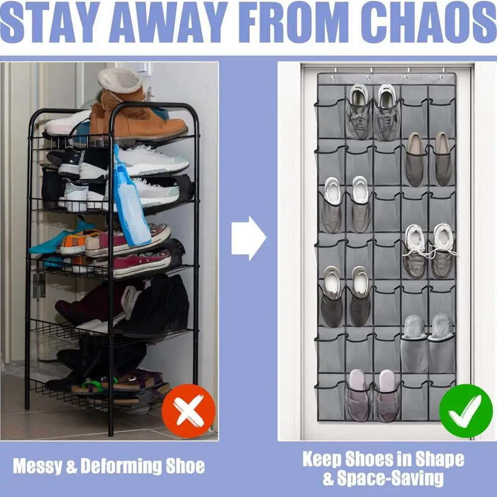 منظم أحذية معلق للخزانة مكون من 35 حجرة لتنظيم الأحذية المعلقة مع مجموعة خطافات وحقيبة تخزين للأحذية سهلة الاستخدام #3