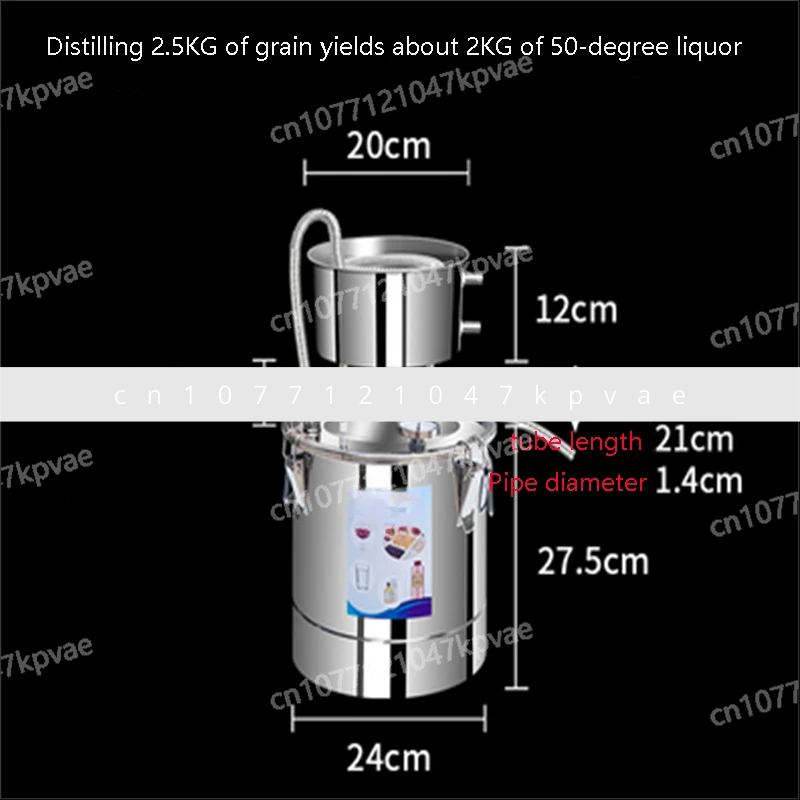 Distiller, Water Filter, Wine Brandy Essential Oil Brewing Kit, 10L Water Distiller, Wine Steaming Cage Brewing Equipment