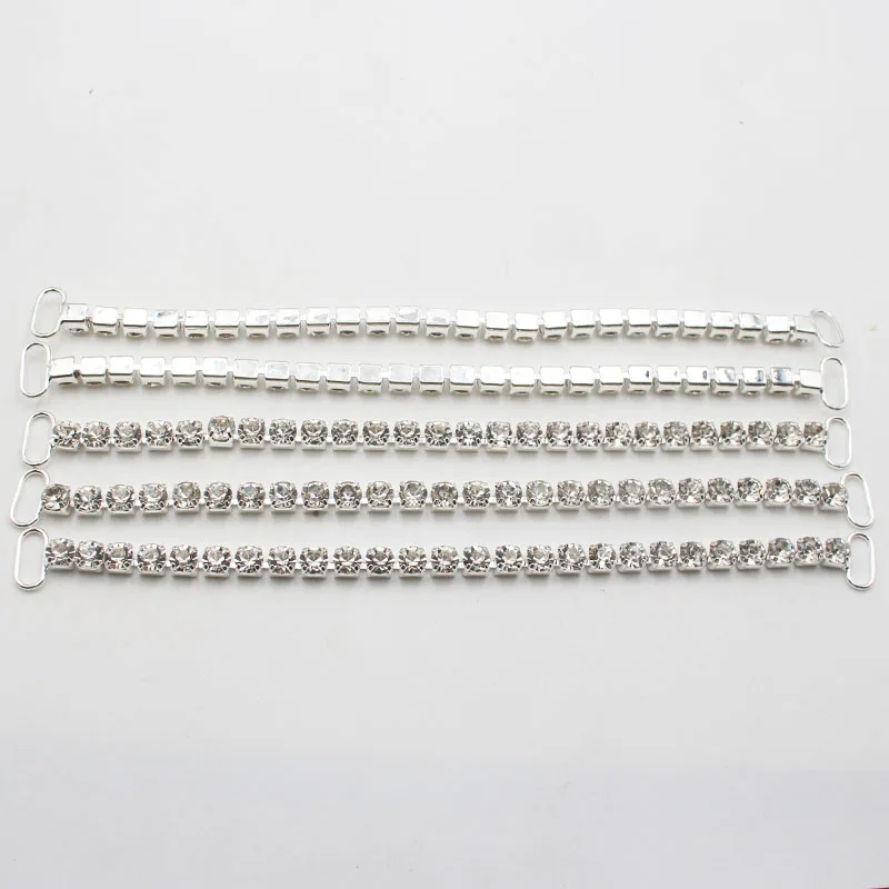 10Pcs 12*160MMmSingle Row S20 Rhinestone Decoration Chain/Bikini Connector Buckles For Shoulder Strap Clothing Dress Accessorie