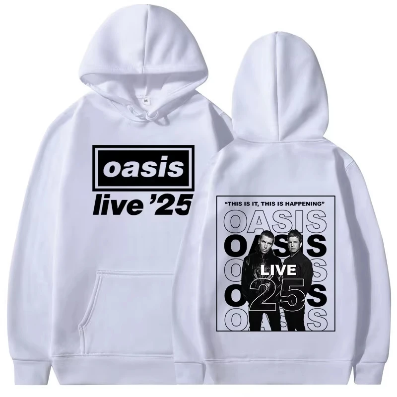 2026 Oasis Live '27 World Tour Hoodie Double Sided Print Noel Liam Portrait Unisex Hooded Sweatshirt Rock Band Fan Merch Tops
