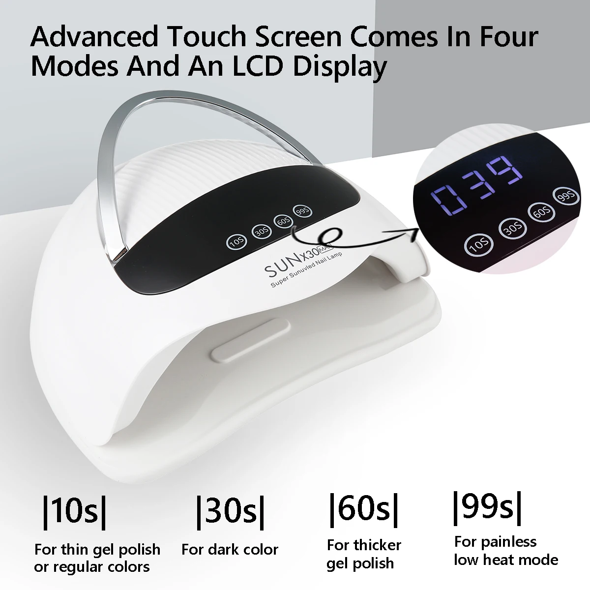 جديد المهنية 90 حبيبات مصباح مستديرة متفاوتة الأحجام الأشعة فوق البنفسجية/LED مجفف الأظافر مع شاشة عرض ، 4 أنواع من الوقت أدوات علاج جل سريع للأظافر