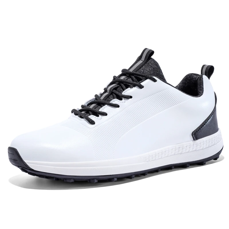 Men PU Leather Rubber Outsole  Golf Spikeless Shoes Outdoor Anti Slip Breathable Leisure Golf Shoes 40-47