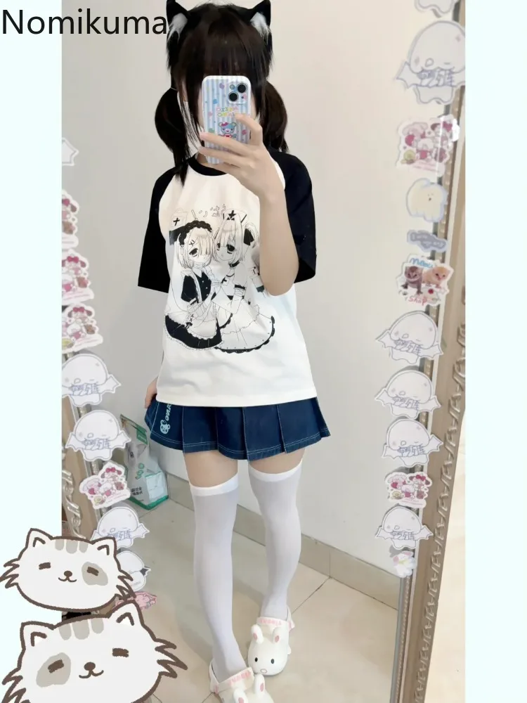 Sweet Y2k Tops Japanese Woman T Shirts Anime Print Tees Fashion Casual Summer Camisetas Oversized Tshirts 2024 Women Clothes