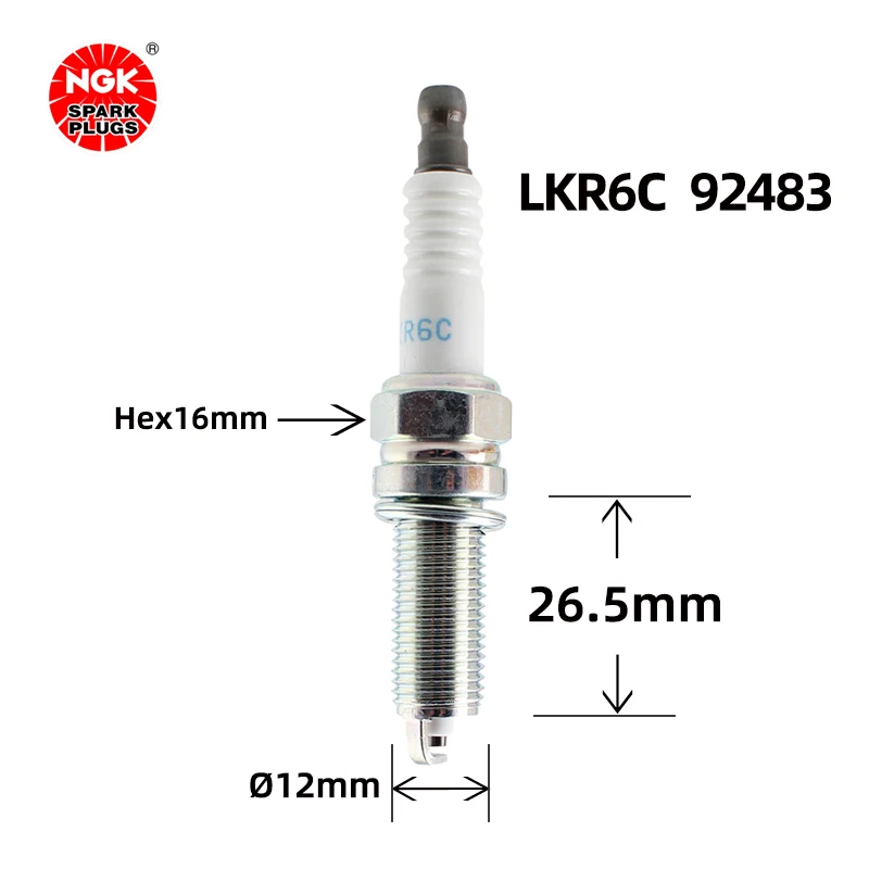 NGK nickel alloy spark plug LKR6C 92483 is suitable for Buick Inlong 1.5L Sail 31.3L1.5L（4PCS)