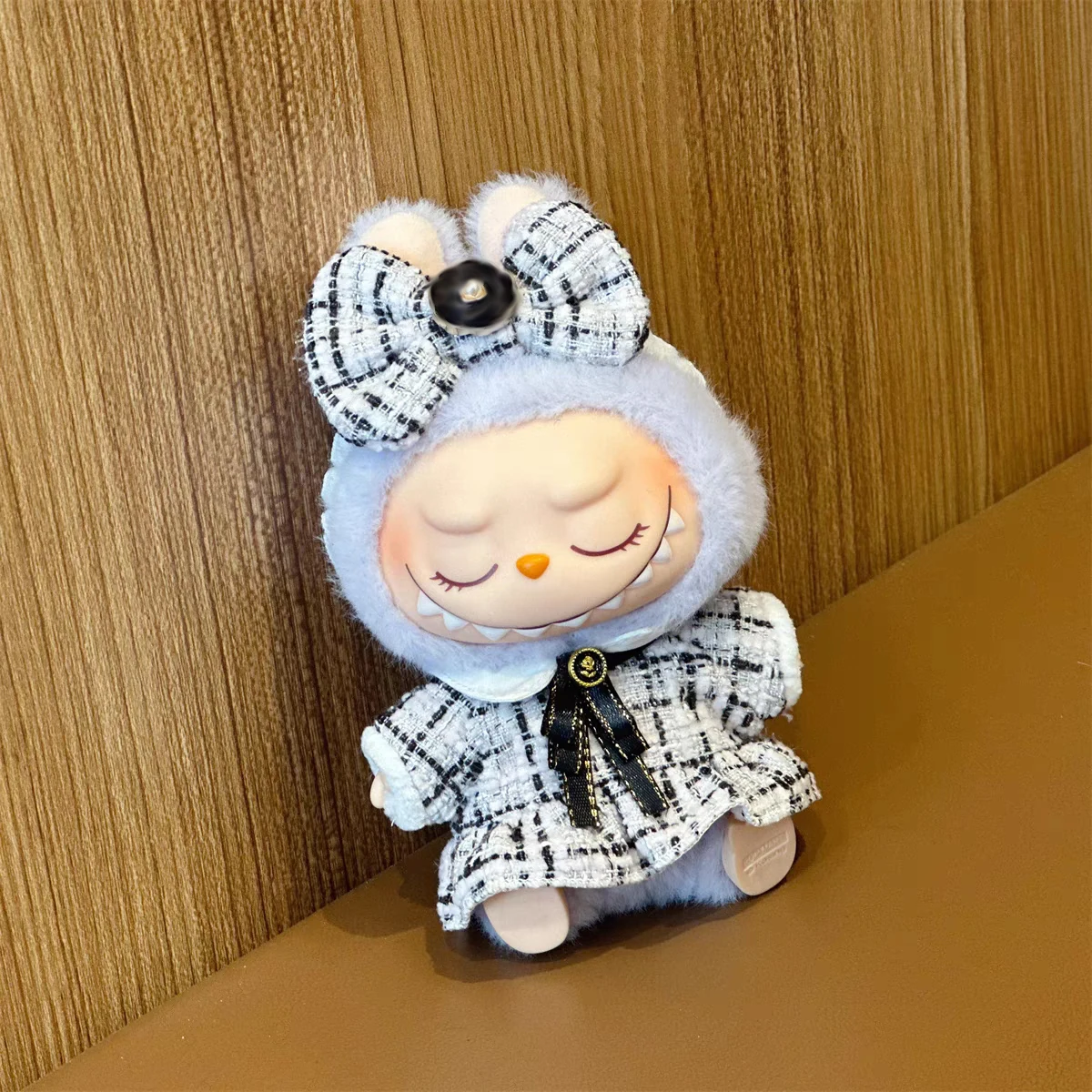 Labubu Outfit  Accessories For 17cm Labubu V2 V1 Plush Idol Doll's Clothing Chambray Cape Dress Golden Pink Labubu Clothes