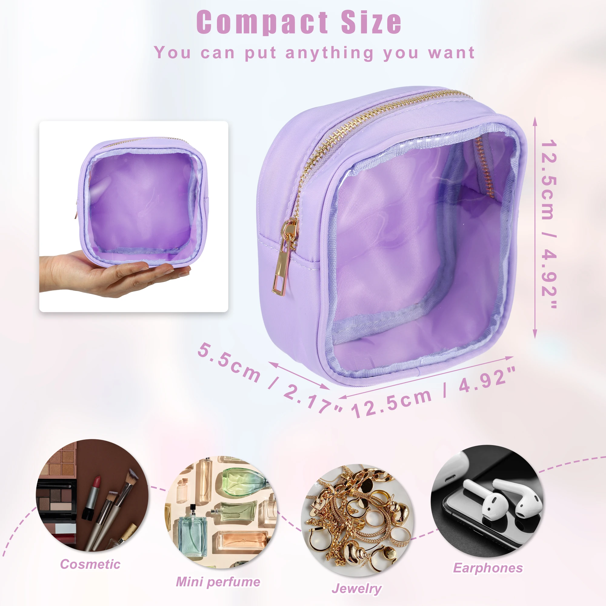 VOCOSTE Clear Mini Makeup Bag Waterproof Storage Bag for Travel Coin Pouch Organizer