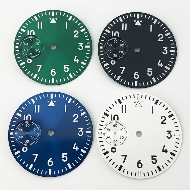 Goutent 37mm zielony świecący czarny biały niebieski zielony sterylny zegarek Dial Fit ETA 6497 ST36 akcesoria do zegarków z mechanizmem