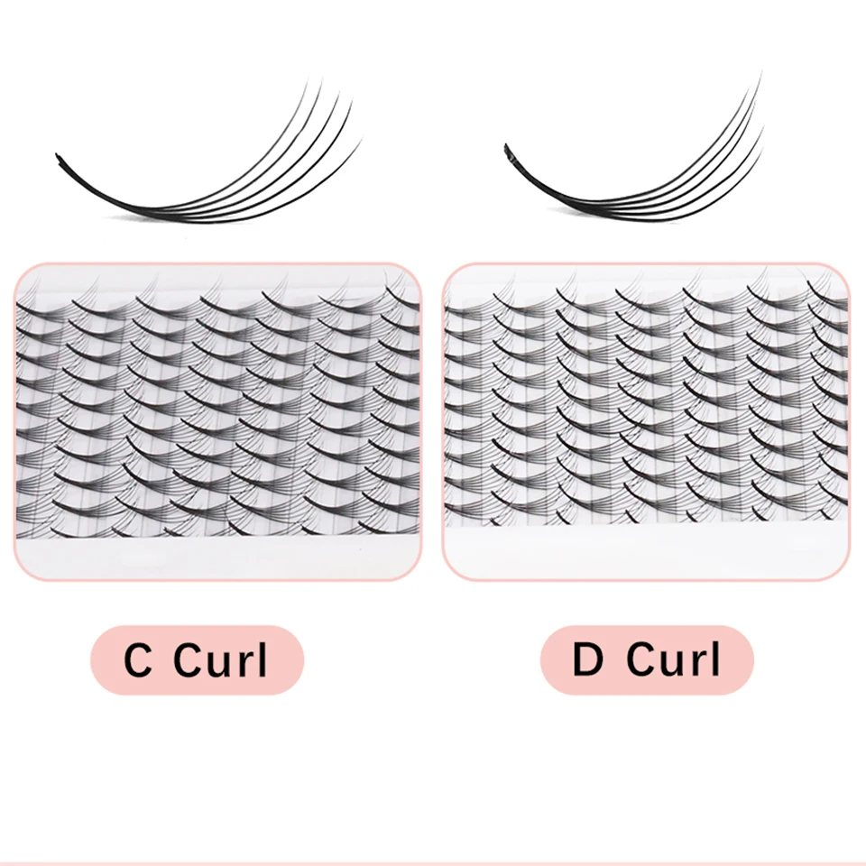 AGUUD New Ellipse Flat Camellia Premade Volume Lashes Fans 3D 4D 5D 6D Dark Black Split Tips Flat Lash Extension Cluster