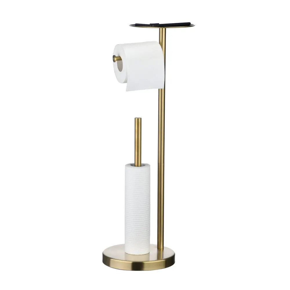 

Freestanding Toilet Paper Holder With Phone Shelf Stainless Steel Tissue Roll Holder Stand Toilet Roll Dispenser Storages