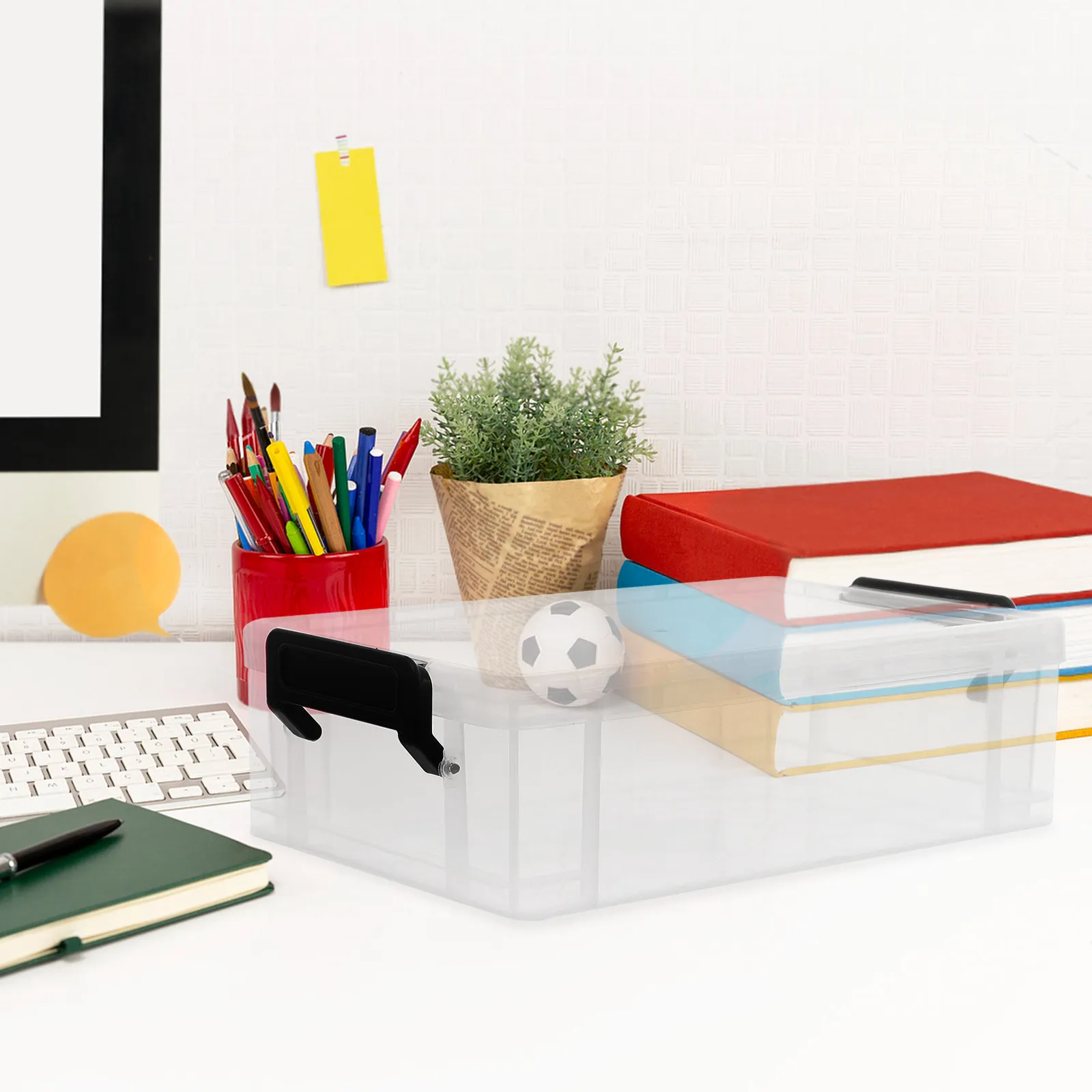 

Large Capacity Clear Plastic Pencil Case Stackable Design Dustproof Lid Organizer for Office Supplies Art Materials Gel Pens