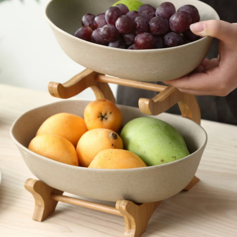 Japanese Creative Household Ceramic Fruit Plate Double Layer Dried Fruit Snack Dish Storage Tray Living Room Candy Holder