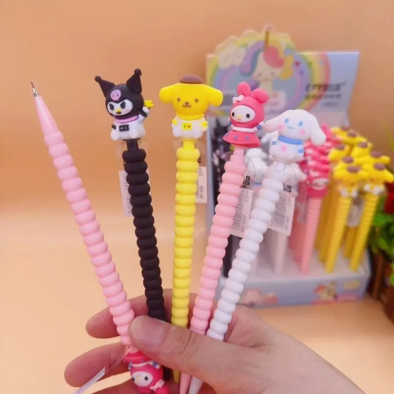 Imagem -03 - Sanrio Lápis Mecânico para Estudantes Kuromi Kawaii Desenhos Animados Criativos Modelagem de Silicone Bonito Caneta de Escrita 12 Pcs 36 Pcs