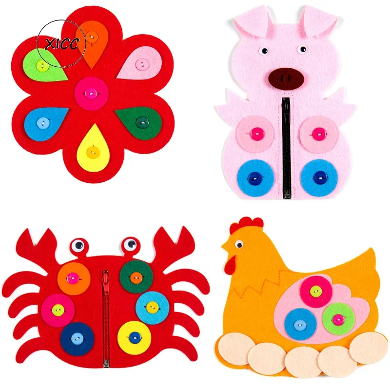 Kids Handmade DIY Thick Felt Non Woven Fabric Toys Pack Forest Animal Flower Fruit Crab Mushroom Handmade Teaching Gift Doll