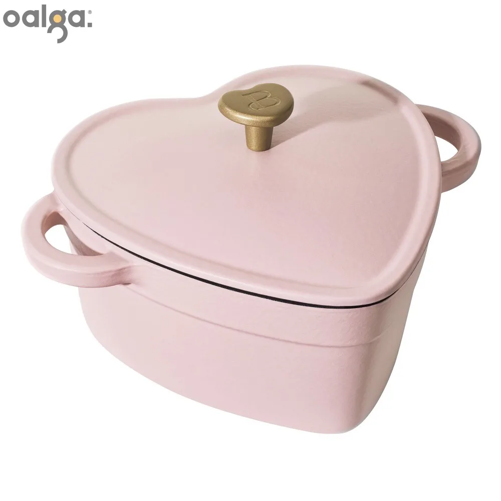 Beautiful Cast Iron Heart Dutch Oven Pink Champagne By Drew Barrymore  Cast Iron Cookware Frying Pan Pannenkoeken Pan Pan 그리들