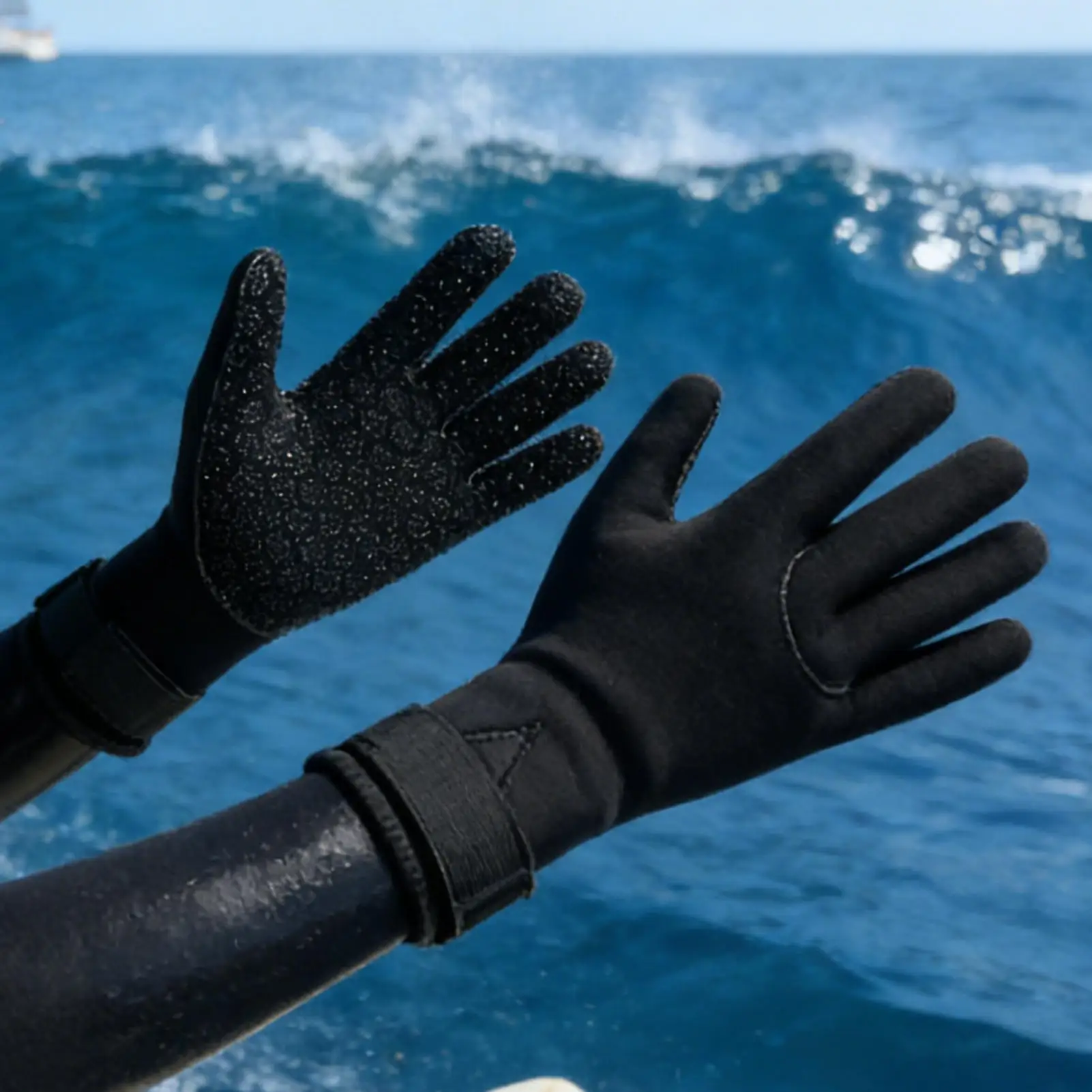 1 pair 3mm Neoprene Diving Gloves, Warm Anti-Slip & Adjustable Gear For Cold Water, Snorkeling Spearfishing Kayaking Sailing