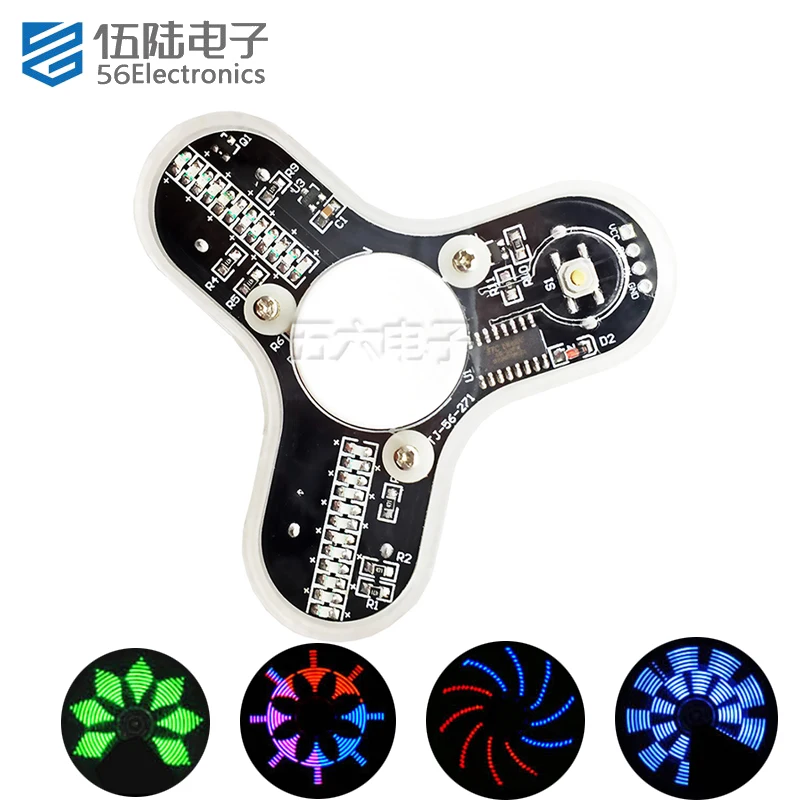 Finger Gyro Spinner DIY Kit 51 Single Chip Welding Luminous Display Soldering Spare Parts