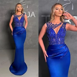 Royal Blue Women's Evening Dresses Mermaid Sexy Sleeveless Princess Prom Dress Formal Fashion Celebrity Cocktail Party Gowns