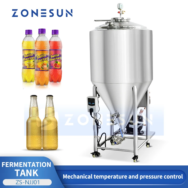 Zonesun tanque de fermentação temperatura controlada medidor de pressão fermentador álcool cerveja fazendo equipamentos de produção ZS-NJJ01