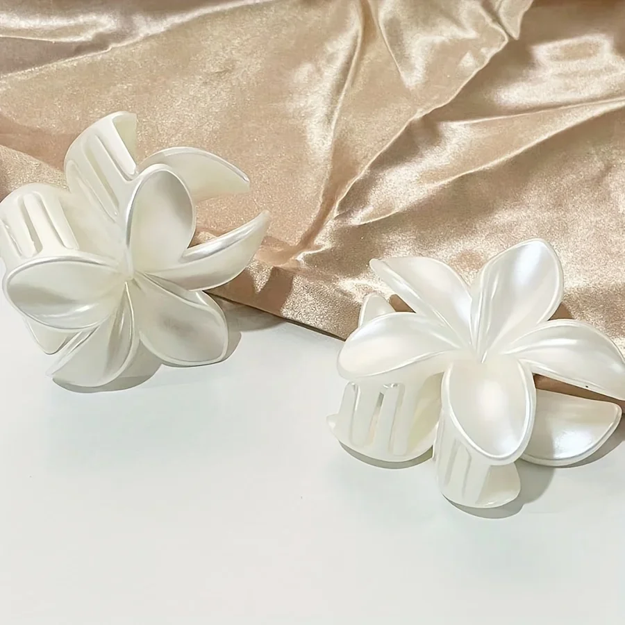 1pc Acrylic Flower Hair Claw, Elegant & Chic, Large Size, Floral Design, Versatile Hair Accessory for Half-Up Hairstyles - Detail 1