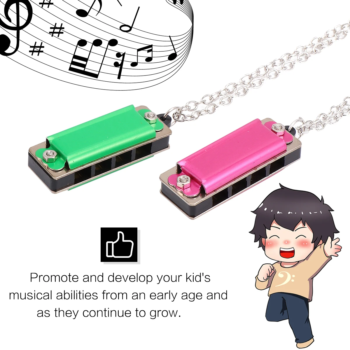 

Organ Music 4 Hole Harmonica Green Plastic Musical Instrument