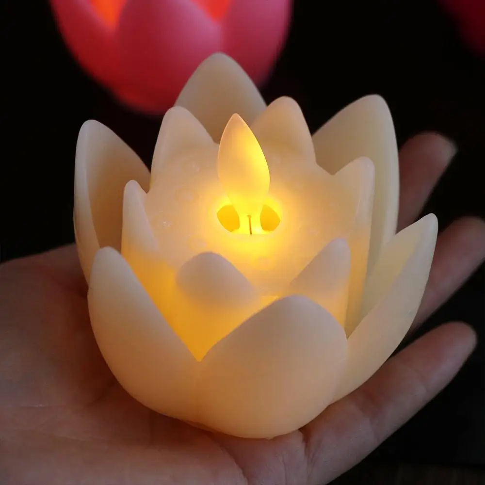 Home Decor Plastic Lotus Lamp Colorful Flickering Electronic Candle Lamp Exquisite Creative Desktop Lamp Xmas Birthday