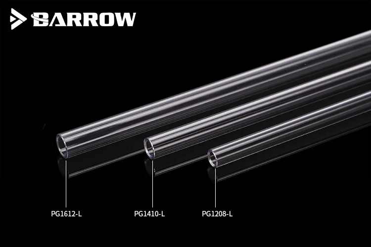 Barrow 500MM Transparent PMMA Acrylic Hard Tube PETG Rigid Pipe OD 12mm/14mm/16mm For Water Cooling System YK14-10/PG1410-L