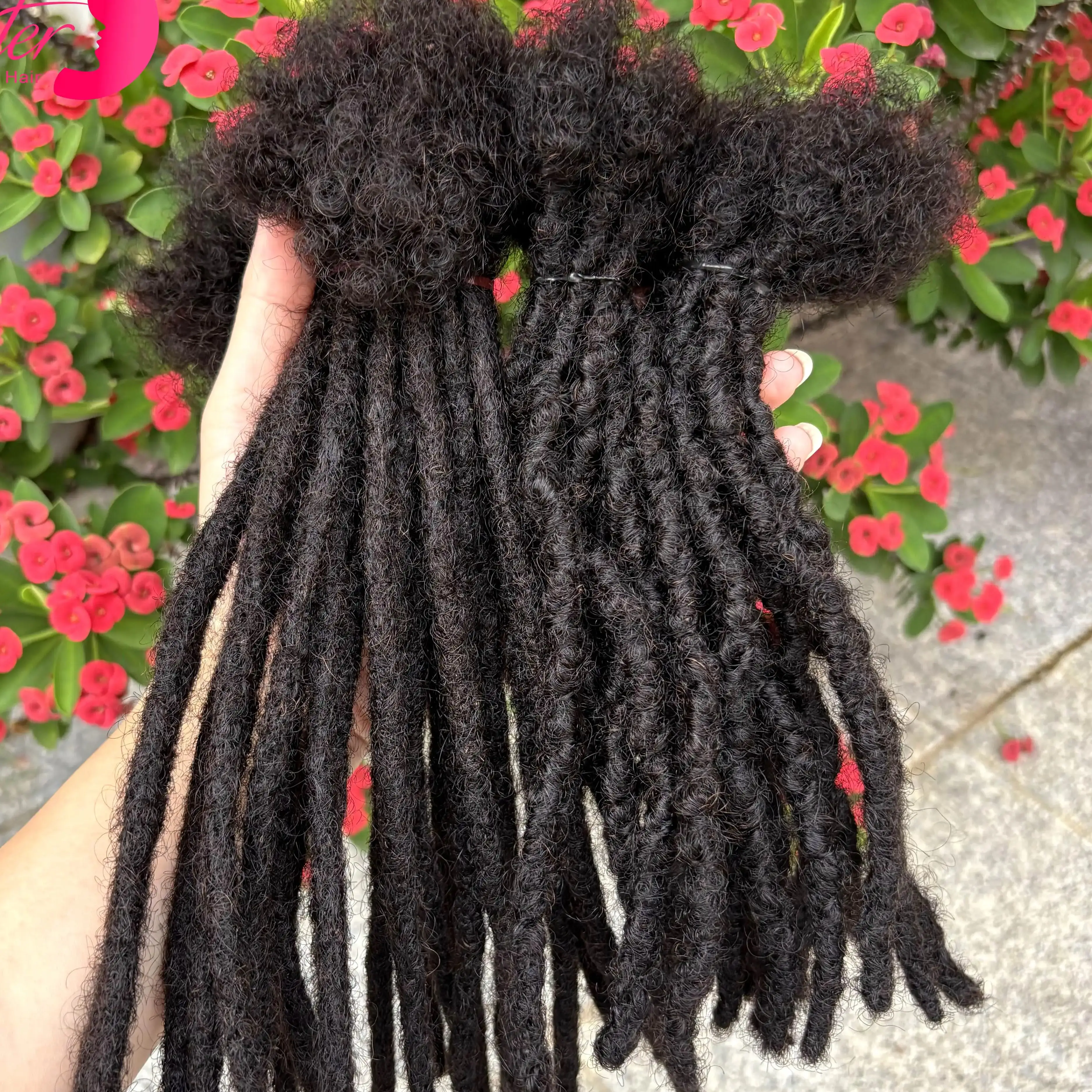 100% echt haar Inter Loc Extensions 0,6 cm breedte 4-8 inch 50 strengen handgemaakte reguliere Dreadlock Extensions voor mannen vrouwen kinderen - afbeelding 2