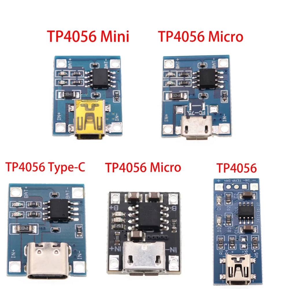 Mini Micro Type-c USB 5V 1A TP4056 Lithium Battery Charger Module Charging Board With Protection Dual Functions 1A Li-ion