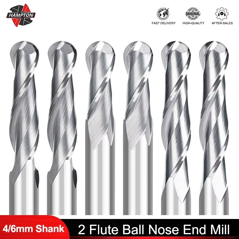 2 walcowo-czołowe o końcówce kulistej frez trzpieniowy 4/6mm Shank CNC frez frez węglikowy frez trzpieniowy frezującego spirali frez do obróbki drewna