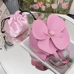 Borsa da donna in pelle PU con Design di marca di moda borsa a mano con fiore di petalo di eleganza borsa a tracolla con tracolla a tracolla con fiore creativo