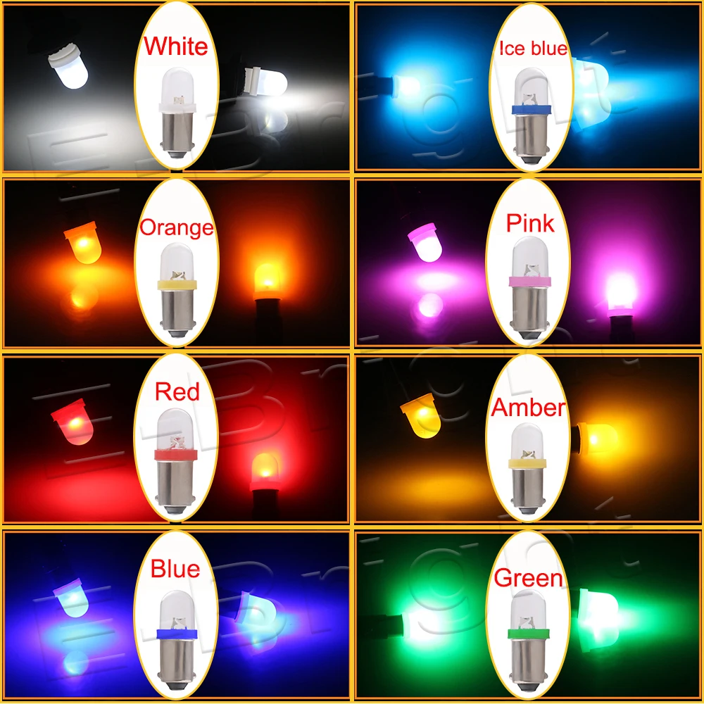 GE44 47 1895 AC DC 6V 6.3V 10X Non-polar BA9S Foggy Len Arcade Pinball Gaming Light Bulb White Blue Red Amber Green Pink Orange