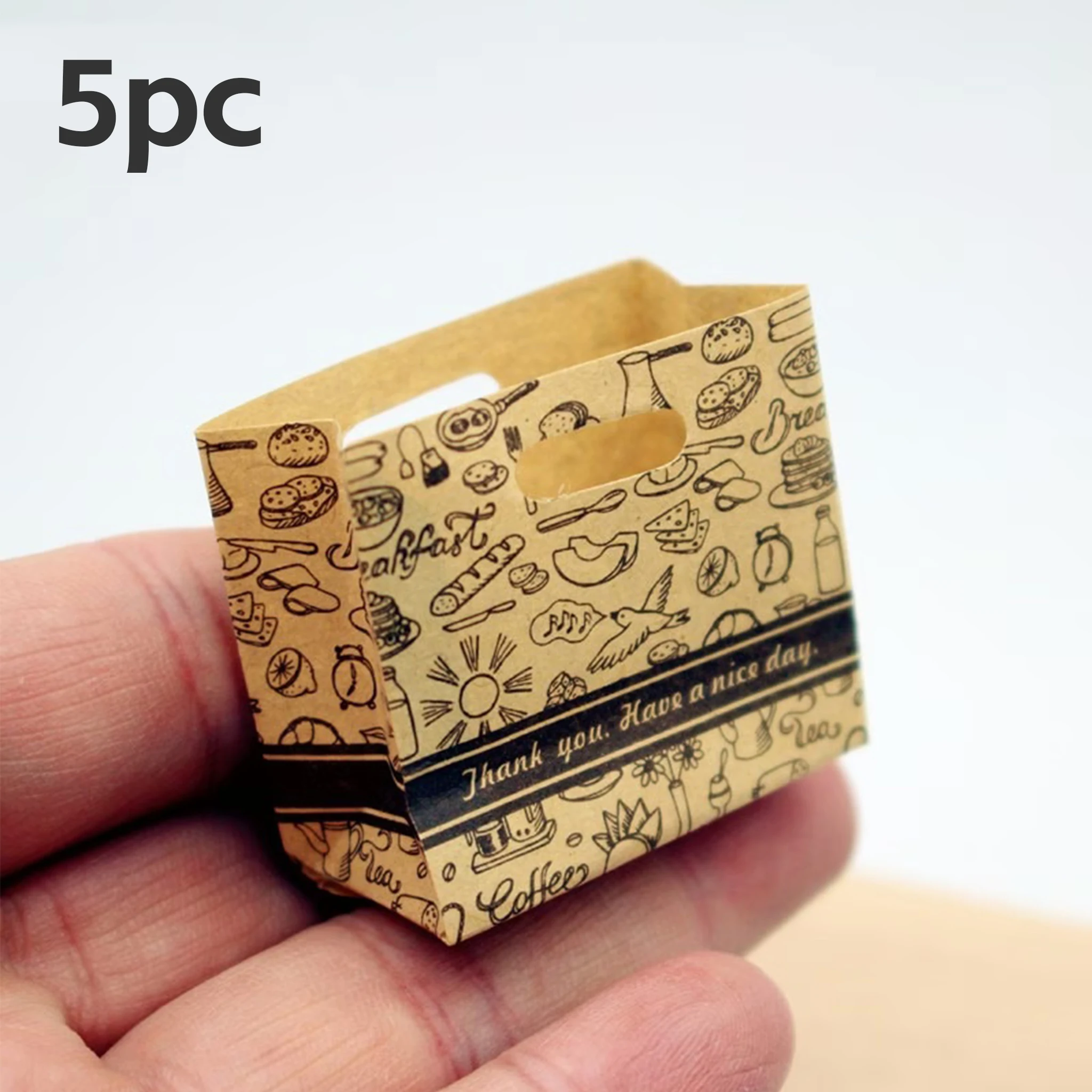 

5Pcs Kraft Paper Mini Simulation Baking Paper Bags Dollhouse Accessories Miniature Scene Model Creative Mini Photography Props