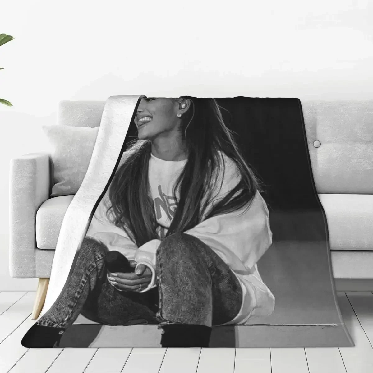 A-Arianas Pop Music Flannel Blanket Quality Super Soft G-Grandes Singer Throw Blanket Camping Chair Sofa Bed Funny Bedspread