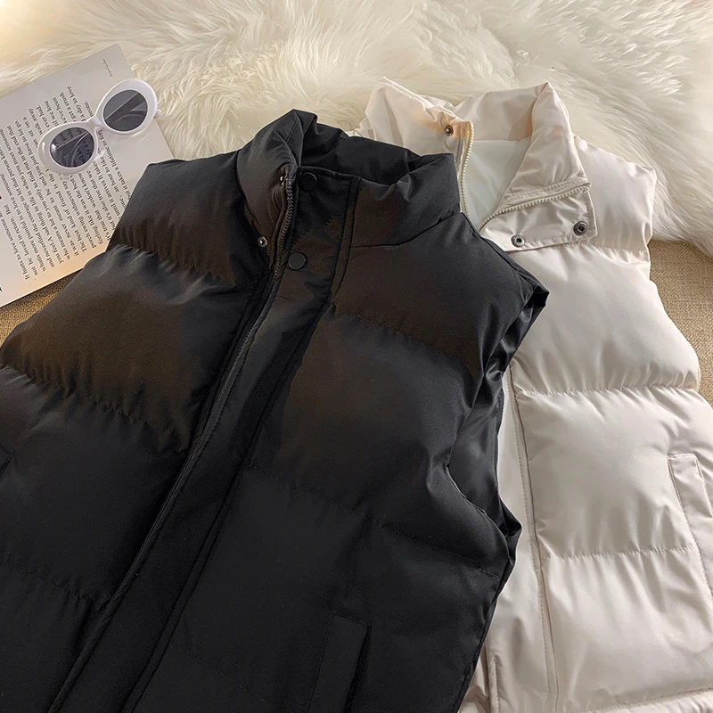 

Trendy Color Casual Vest Svel Stand Collar Cotton Jaet for Men Winter Faion College Sle Leisure Outerwear