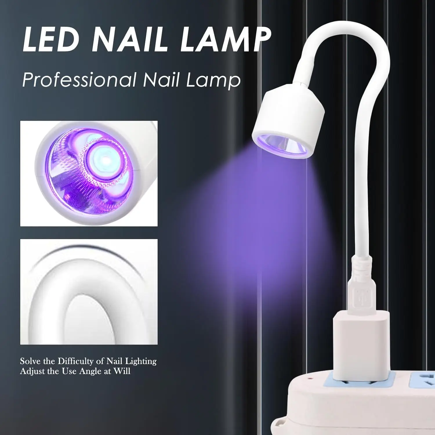 Yikoolin mini secador de unhas uv led lâmpada do prego para unhas gel 360 graus livremente ajustável para unha gel polonês secagem rápida secador da arte do prego